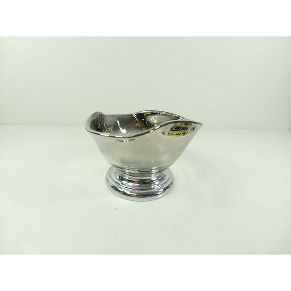 Bowl Folded Edge Silver Translucent Metal Toned Base - Picture 7 of 9